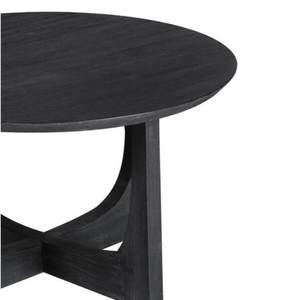 Modern Dining Room Furniture: Sturdy Black <b>Round</b> Teak Dining <b>Table</b> Suitable for both dining rooms and <b>gardens</b> - Product Image 3