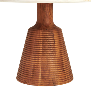 Mesa de comedor redonda de mármol blanco con base de pedestal estilo madera de mango maciza para interiores y exteriores, para el hogar y restaurantes. - Product Image 3