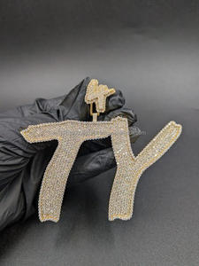 Moissanite Diamond Iced Out TY Letter <b>Pendant</b> Hip Hop Custom <b>Initial</b> Chain Luxury Bling Jewelry Gift - Product Image 3