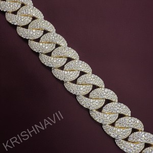 Exquisita Cadena Cubana Miami de Oro Amarillo de 14K con Moissanita de Corte Brillante de 23MM, Joyería de Lujo Iced Hip Hop para Hombre y Mujer, Certificación IGI - Product Image 1