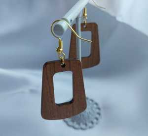 Boucles d'oreilles pendantes en bois pour femmes, forme géométrique, style vintage, pour soirée - Product Image 6