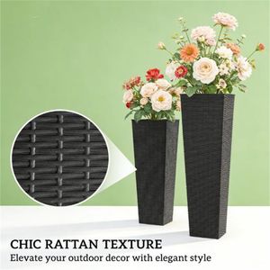 Pot de fleurs et jardinière en plastique noir pour l'intérieur et l'extérieur - Product Image 2