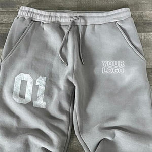 2026 Wholesale Dark Grey 400 Gsm Custom Print Logo Casual Breathable Quick Dry <b>Drawstring</b> Closure Lightweight <b>Trousers</b> Cotton - Product Image 2