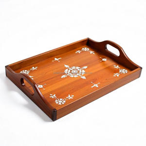 Bandeja de madera artesanal Premium incrustaciones de perlas madre pulidas para decoración del hogar regalo de Ramadán artesanías de madera cajas de madera carteles de pared - Product Image 2