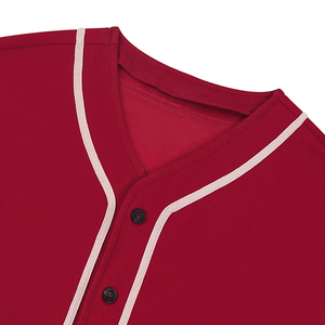 T-shirt pour homme de haute qualité, personnalisable, col en V, style maillot de baseball, avec passepoil contrastant et boutons, coupe oversize, en tissu jersey - Product Image 3