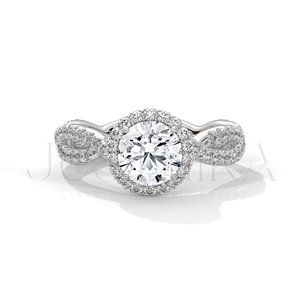 14K Solid Rose Gold <b>Ring</b> With Twist Waist Paved Diamond Design Band Luxury Wedding <b>Ring</b> With Moissanite Diamond In Round Cut - Product Image 3