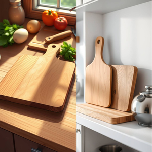 Large Acacia Wood Cutting Board Paddle Handle Thick Wooden Chopping Board for <b>Kitchen</b> Meat Vegetable Food Preparation - Product Image 4