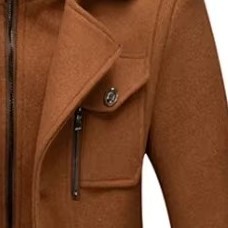 Abrigo Largo de Lana Marrón para Hombre con Solapa, Ropa de Invierno, Cierre de Cremallera, Abrigo Grueso, Fabricante Mayorista OEM ODM - Product Image 2
