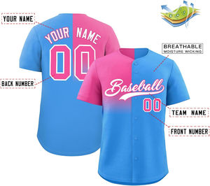 Maillot de baseball respirant en maille imprimé intégral, contraste de couleurs, séchage rapide, pour adultes, fourniture de tenues d'équipe OEM, 100 % polyester (avant) - Product Image 3