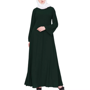 Women's Long Sleeve Floor Length Abaya Modest Dress Solid Color Round Neck Loose Fit Cotton Daily Wear Islam Style - Product Image 3