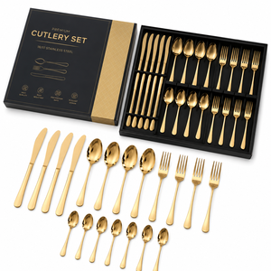Ensemble de couverts de luxe en acier inoxydable doré, 4 pièces, finition miroir, pour hôtel, restaurant, mariage, vaisselle, logo personnalisé - Product Image 5