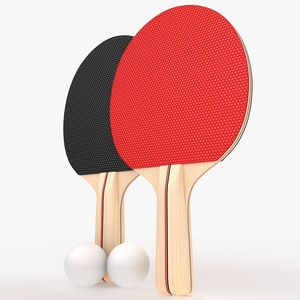 Juego de raquetas de tenis de mesa con 3 pelotas, mango de madera, goma con espinillas rojas y negras, duraderas, para diversión familiar - Product Image 3