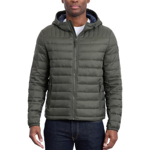 Veste matelassée à capuche pour homme, fermeture éclair, coupe-vent, vêtements d'extérieur décontractés d'hiver, coupe régulière, couleur unie, rembourrage en polyester - Product Image 1