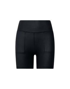 Nouveaux shorts pour femmes personnalisés noirs Essence Scrunch, taille haute, 2 boutons au dos, 2 poches sur les hanches, respirants, pour la gym - Product Image 3
