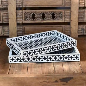 Bandeja de servir con incrustaciones de nácar, diseño MOP, la mejor de todos los tiempos, bandeja decorativa de MDF, bandeja de resina a un precio muy competitivo. - Product Image 1
