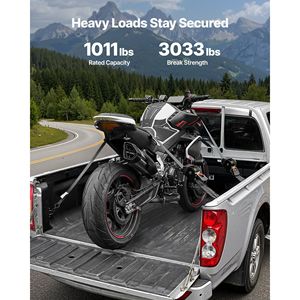 2 x sangles à cliquet rétractables de 10 pieds, crochets en S, résistance à la rupture de 3033 livres, boucles souples pour remorques, motos, kayaks, toit de voiture - lot de 2 - Product Image 2