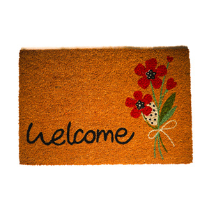 Alfombra de Entrada Welcome Blossom Coco, Alfombra de Fibra Natural con Reverso de PVC, Alfombra de Entrada de Diseño, Alfombra Decorativa para el Hogar - Product Image 1