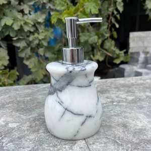 White Marble Lotion <b>Dispenser</b> <b>Pump</b> <b>Bottle</b> Suitable For Wash Basin Area Bathroom Vanity Hotel And Office Countertop Use - Product Image 1