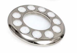 Porte-bougie rond moderne et élégant de nouvelle conception, porte-bougie rond pour 12 bougies chauffe-plat, fabrication artisanale indienne, porte-bougie décoratif - Product Image 3
