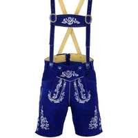Lederhosen allemands bleus brodés de qualité supérieure, shorts courts pour hommes, vêtements de festival, tailles européennes 46-60, fermeture boutonnée