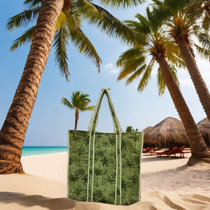 Sac à main en coton pur pour femmes, couleur unie, fermeture à glissière, tendance printemps-été, sac tendance, imprimé en bloc, utilisation à la plage - Product Image 3