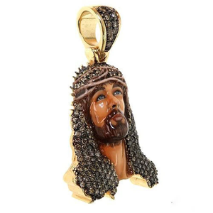Jesus Face Zinc Alloy Vintage Brilliant Cut Diamond IGI Certified Silver/Gold Plated Men's Unisex Religious Gift Fashion Jewelry - Product Image 1