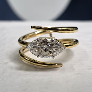 <b>Iced</b> Out Marquise Cut Moissanite Diamond <b>Ring</b> 925 Sterling Silver Luxury Statement <b>Ring</b> For Women Wear - Product Image 1