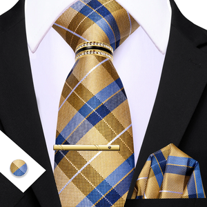 Conjunto de Corbata a Cuadros Colorida para Hombre, Corbata Tejida, Pañuelo de Bolsillo, Mancuernillas con Anillo para Corbata, Clip para Corbata, Accesorios para Traje de Boda - Product Image 5
