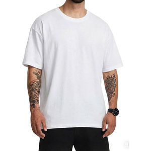 T-shirt personnalisé d'été de haute qualité, léger, col rond, décontracté, à manches courtes, en coton, pour hommes, T-shirt oversize uni - Product Image 1