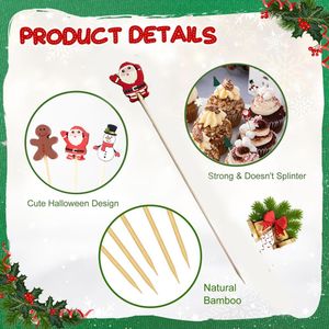100 Uds selecciones de cóctel de Navidad palillos de dientes temáticos de Navidad para bebidas de frutas pinchos de aperitivo decoraciones de fiesta perfectas - Product Image 6