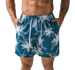 Nouveaux shorts de bain pour hommes 100 % polyester, séchage rapide, mode estivale pour la natation, la plage et la course, avec cordon de serrage, taille mi-haute - Product Image 3