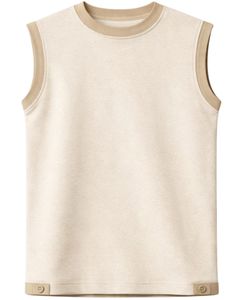 Manufacturer Men Beige Sleeveless Tank Top And Shorts <b>Set</b> Casual Summer Cotton Outfit Contrast Trim Drawstring Two Piece <b>Set</b> - Product Image 1