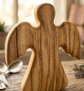 Creative Little Angel Mango Wood Cross Ornament Eco-Friendly Winged Baptism Prayer Decor Hand-carved Engraving Orion Handicraft - Product Image 3