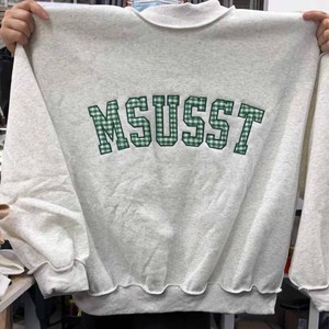 MSUSST Manufacturer Heavyweight <b>Mock</b> <b>Neck</b> Sweatshirt Women Men Ladies Unisex Greek Apparel Chenille Letter - Product Image 1