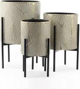 Jardinière en métal design Linea Exports Inc, pot de fleurs de qualité supérieure pour intérieur et extérieur, élégant pour jardin, balcon, rangement décoratif - Product Image 2