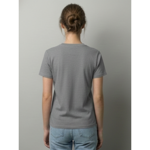 Camiseta de Algodón Estilo Bohemio para Mujer, Cuello Redondo Gris, Tejido Transpirable y Suave, Corte Holgado, Ropa Casual de Verano para Uso Diario - Product Image 2