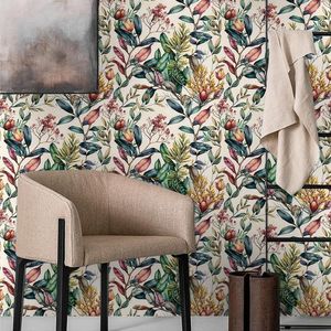 Carta da Parati Autoadesiva con Fiori Viola Esotici e Piante Tropicali della Giungla, Decorazione Murale da Giardino, Carta da Parati Adesiva - Product Image 5