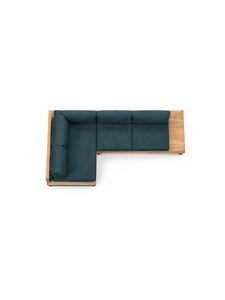 Canapé d'extérieur moderne en bois avec coussins en tissu gris, deux places, accoudoirs droits, design convertible pour mobilier de salon - Product Image 2