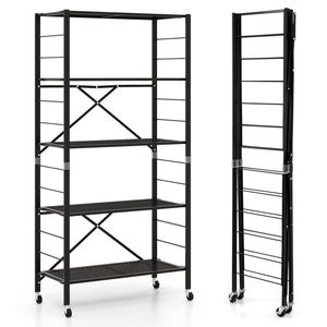 Adjustable 5 Tier <b>Shelves</b> with Wheels <b>for</b> Garage <b>Kitchen</b> or Balcony Use - Product Image 1