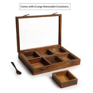 Rustic Kitchen <b>Herb</b> Storage Container Durable Natural Wood Masala Spice Tools Wood Spice <b>Box</b> Handmade Organizer 6 Compartments - Product Image 5