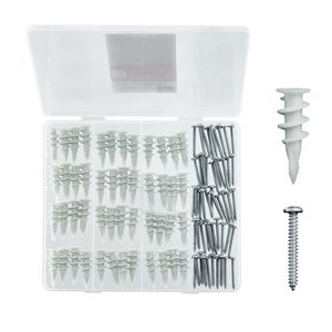 Kit di 100 Pezzi di Tasselli Autoperforanti per Cartongesso, Viti in Acciaio, Senza Foratura, 100% Materiale in Nylon - Product Image 1