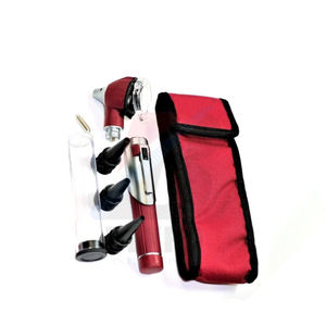 Otoscope LED de diagnostic ORL de qualité supérieure pour étudiants et usage domestique, format de poche, couleur bordeaux, avec forceps auriculaire et nasal Alligator inclus - Product Image 1