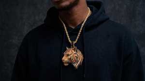 ICEQ JEWELLERY Tiger Head 925 Silver Moissanite Pendant 22k Gold Plated Hiphop Unisex <b>Charm</b> Brilliant Cut Micro Insert Everyday - Product Image 4