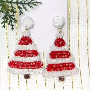 Pendientes colgantes de trébol con cuentas, diseño de flor y hoja bordada con cuentas de semillas, para fiesta, boda, regalo para mujer - Product Image 5
