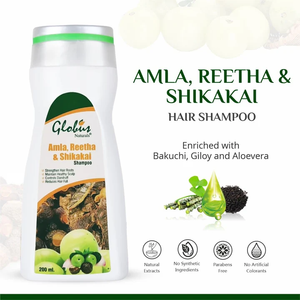 Shampoo Amla Reetha Shikakai pour le soin des cheveux avec formule nettoyante à base de plantes, aide à nourrir les cheveux et à les maintenir lisses et d'apparence saine. - Product Image 1