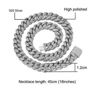 Élégant collier en argent sterling 925 poli de 12mm de haut 45cm 18 pouces unisexe bijoux audacieux Hip Hop Streetwear collier Moissanite - Product Image 3