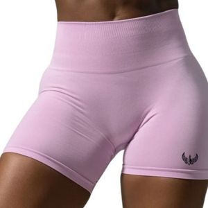 <b>Womens</b> Pink High Waist Gymwear <b>Shorts</b> Stretch <b>Compression</b> Fitness Workout Training Yoga Performance Wear - Product Image 3