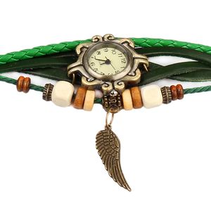 Magnifiques montres à anneaux en cuir faits à la main pour femmes, style bohème rétro, ailes d'ange, personnalisables - Product Image 4