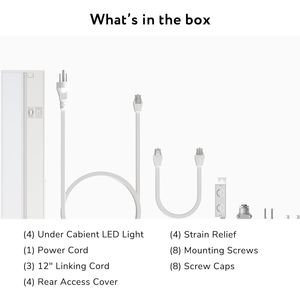 ฮาโล 12 นิ้ว ไฟเคาน์เตอร์แบบเสียบปลั๊กแบบมีสายหรี่แสงได้ LED 4 แพ็ค 2700K/4000K/5000K ตู้ครัวสีขาว UC0112WH2 - Product Image 5