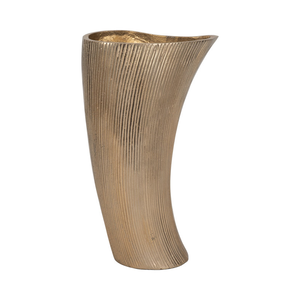Contemporary Brass Tabletop Flower <b>Vase</b> Handmade <b>Ribbed</b> Design Decorative Home Accent for Wedding Party Decoration At Low Rates - Product Image 2